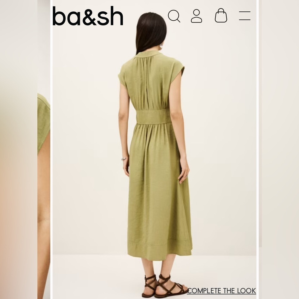 ba&sh Dove midi dress in olive green size small. - Picture 4 of 13